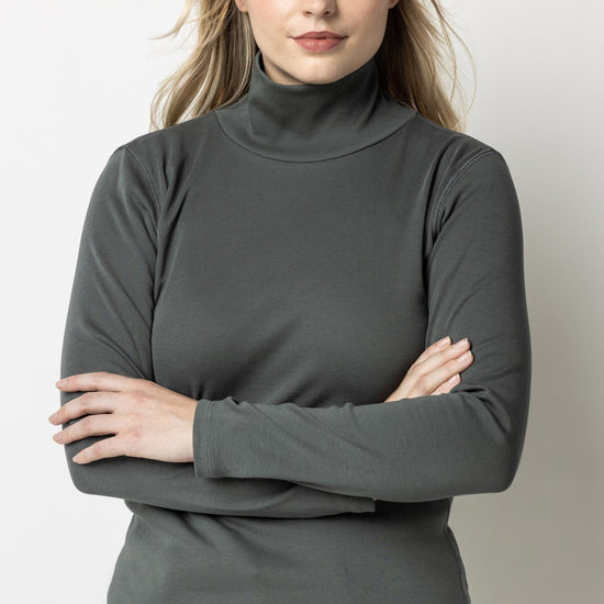 Long Sleeve Turtleneck Tee Womens Top Mineral A5