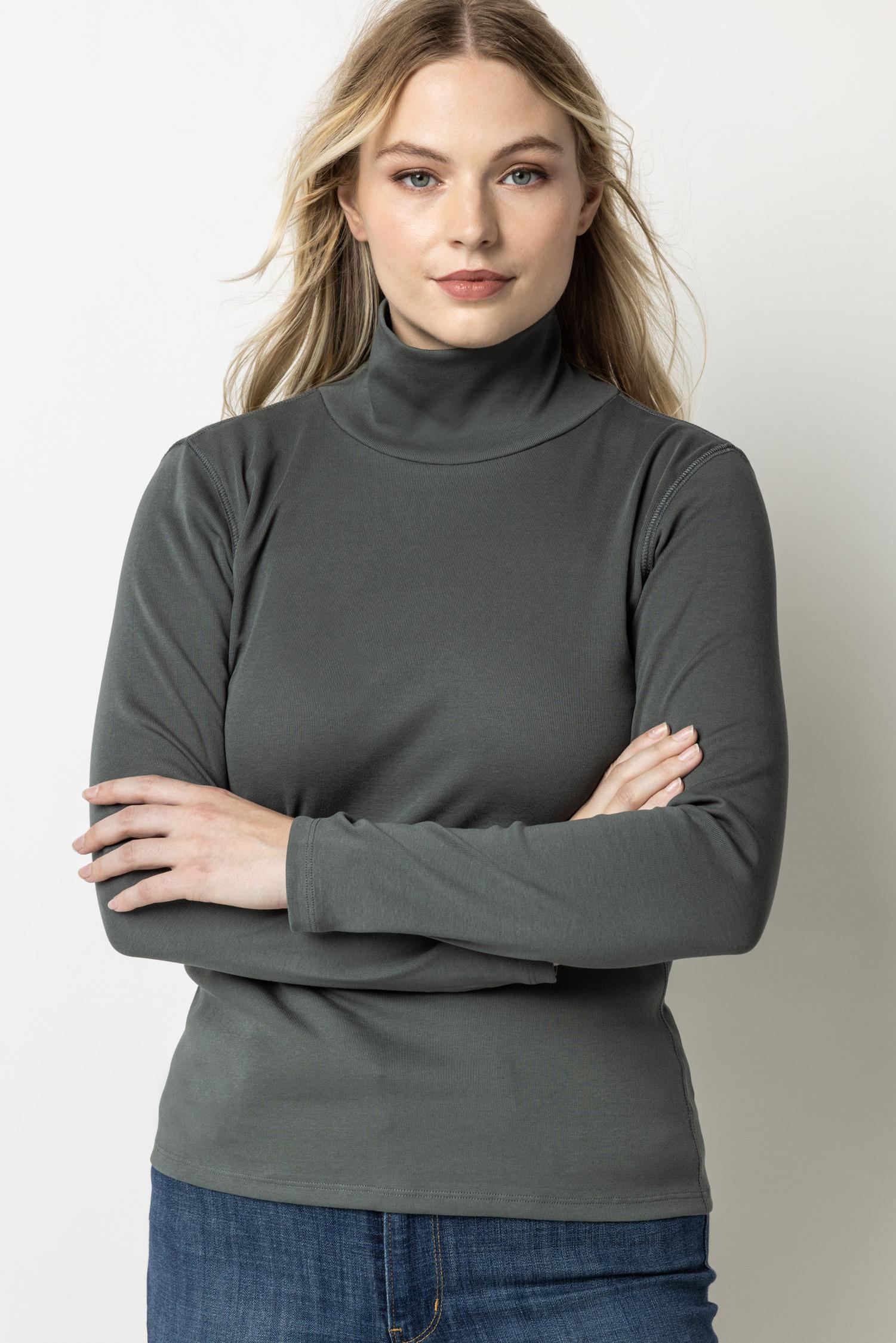 Long Sleeve Turtleneck Tee Womens Top Mineral A5