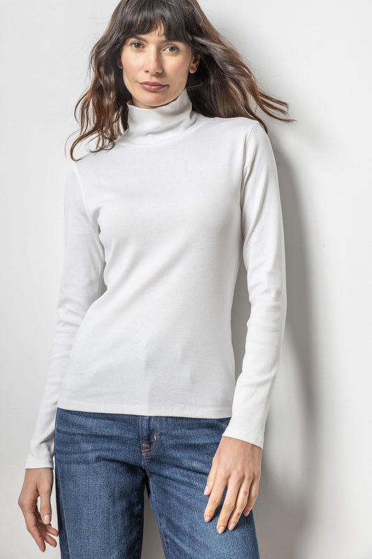 Long Sleeve Turtleneck Tee Womens Top White A1