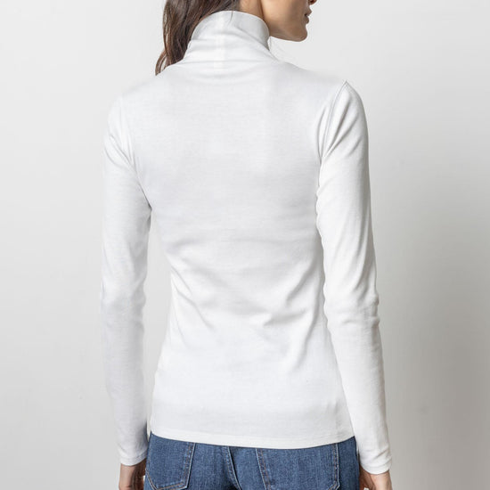 Long Sleeve Turtleneck Tee Womens Top White A3