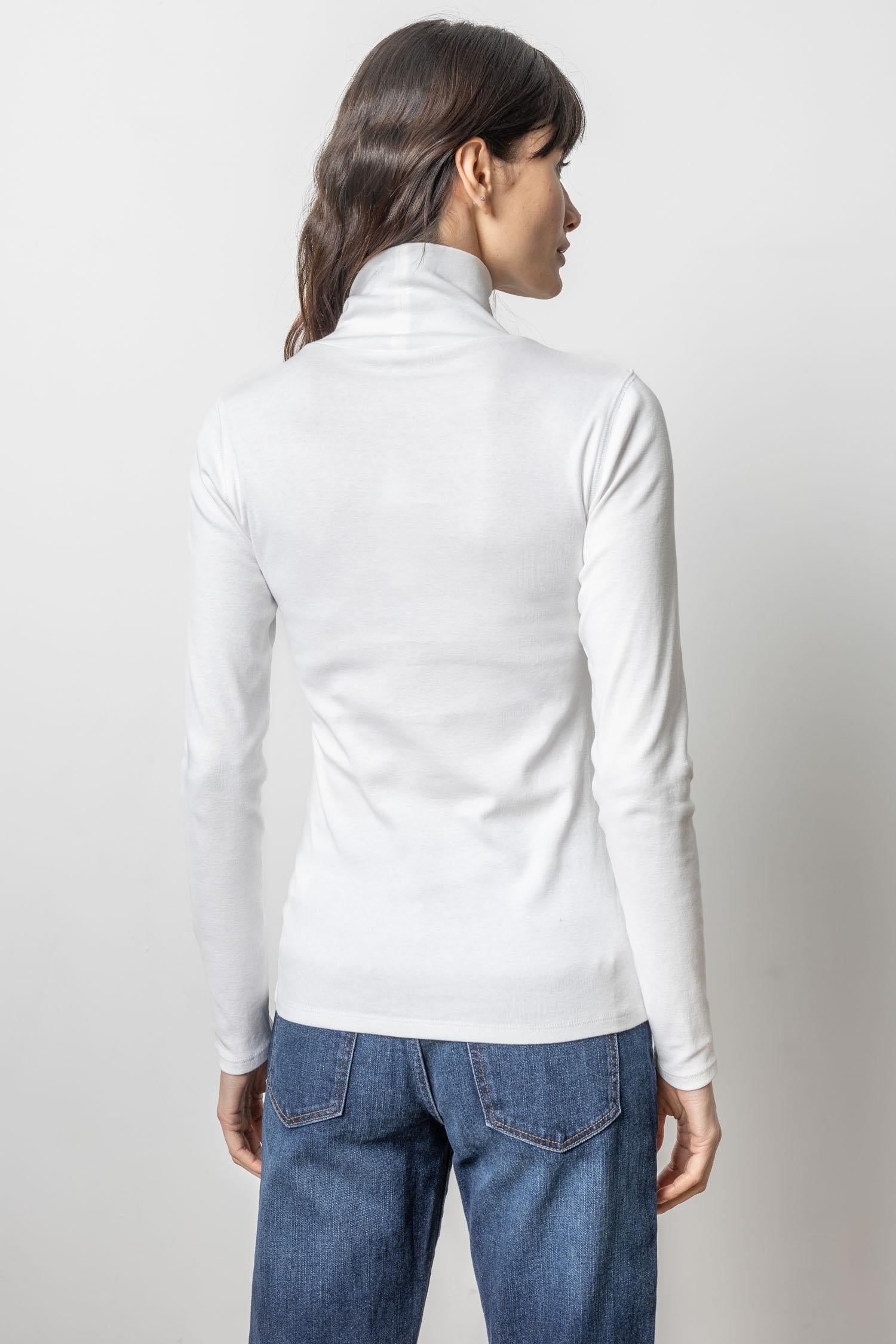 Long Sleeve Turtleneck Tee Womens Top White A3