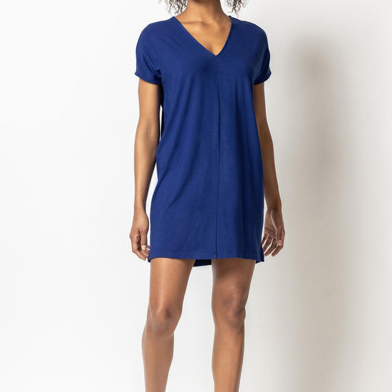 Double V-Neck Dress Womens Dress Cobalt A1