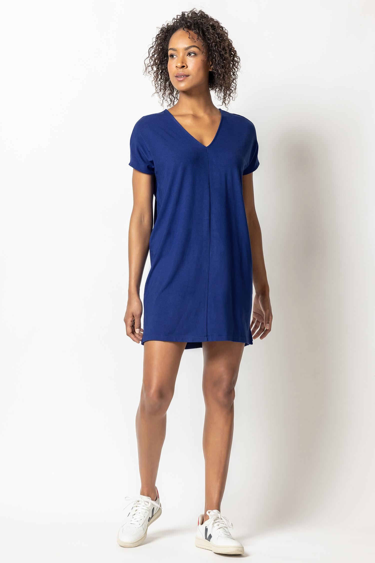 Double V-Neck Dress Womens Dress Cobalt A1