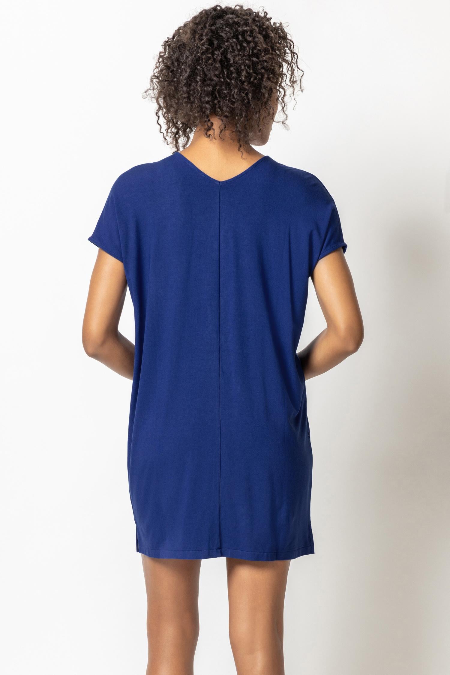 Double V-Neck Dress Womens Dress Cobalt A2