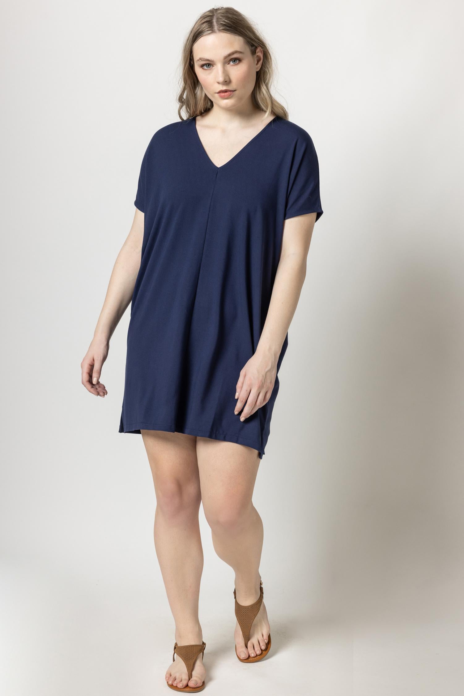 Double V-Neck Dress Womens Dress Cobalt A6