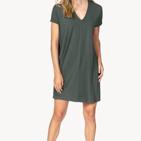 Double V-Neck Dress Womens Dress Mineral A0