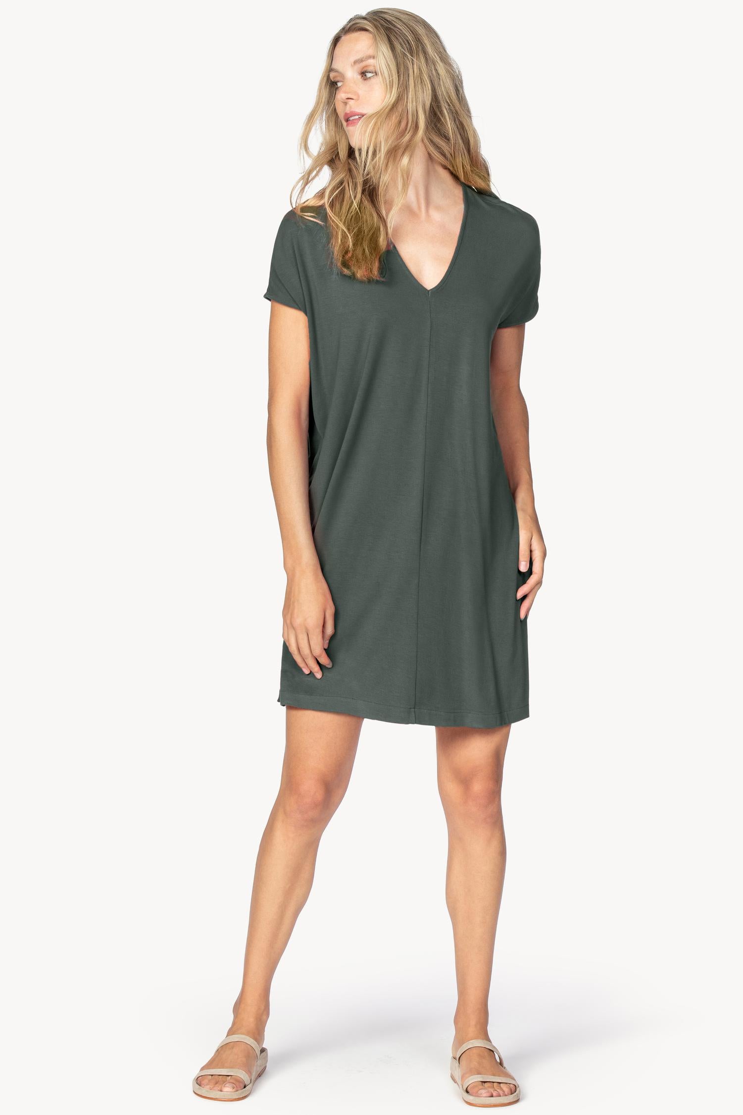 Double V-Neck Dress Womens Dress Mineral A0