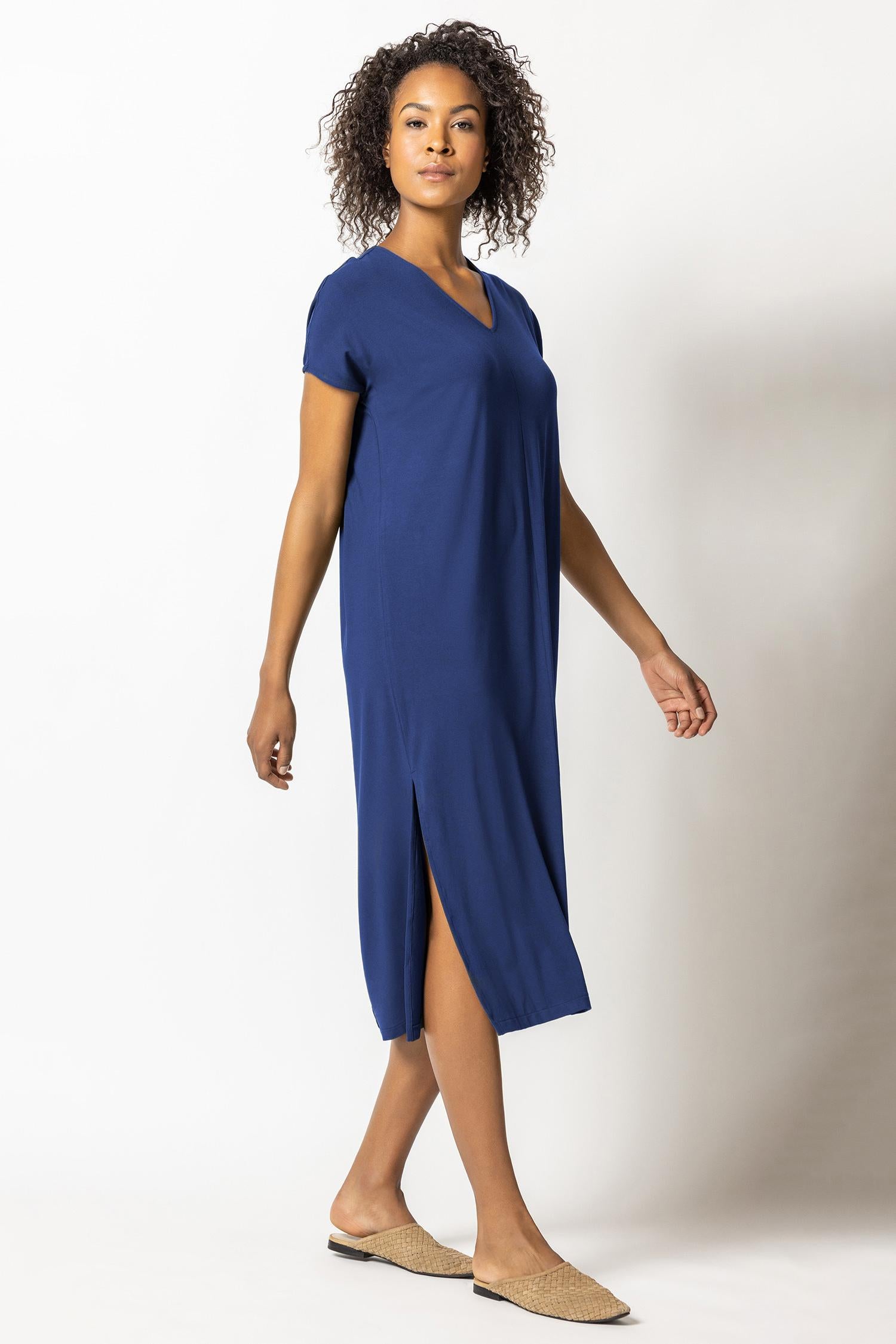 Double V-Neck Maxi Dress Womens Dress Cobalt A1