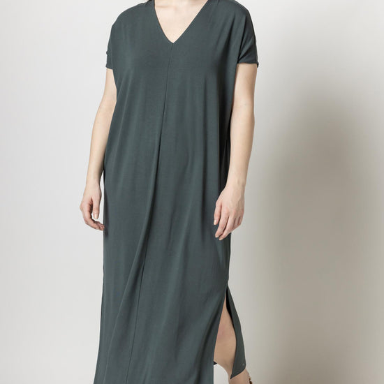 Double V-Neck Maxi Dress Womens Dress Mineral A6