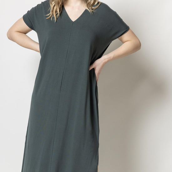 Double V-Neck Maxi Dress Womens Dress Mineral A8