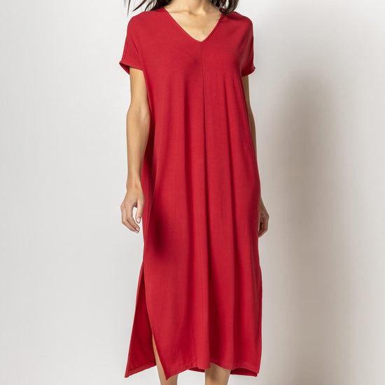 Double V-Neck Maxi Dress Womens Dress Ruby A1