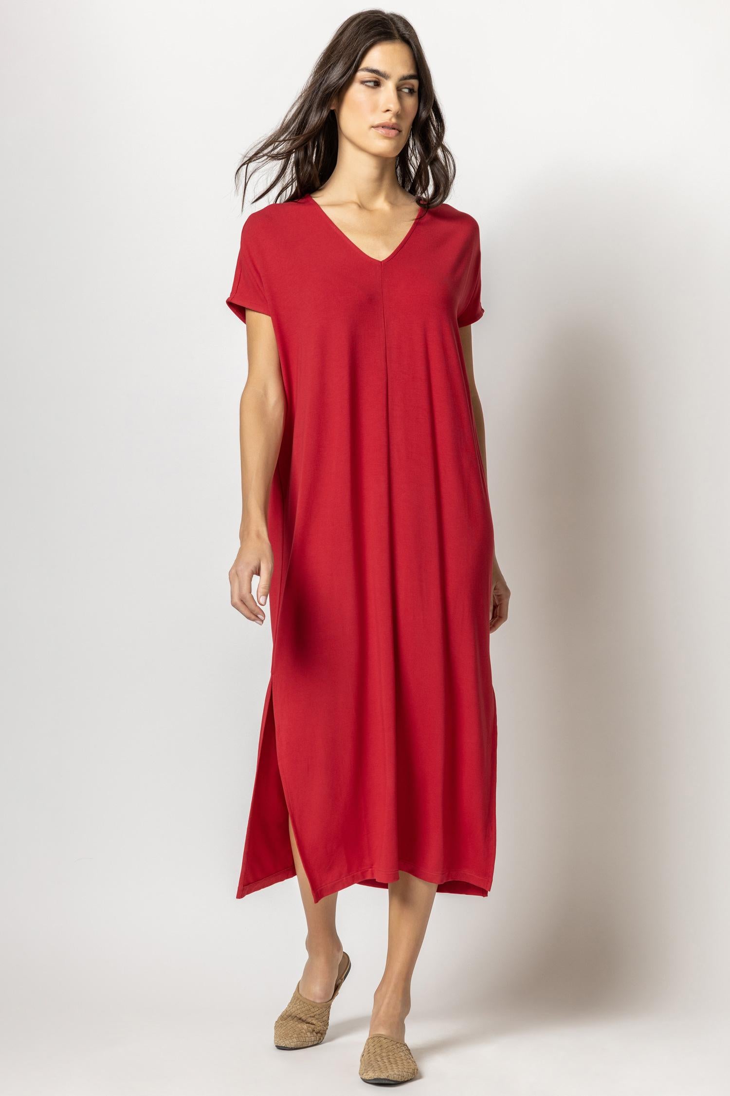 Double V-Neck Maxi Dress Womens Dress Ruby A1