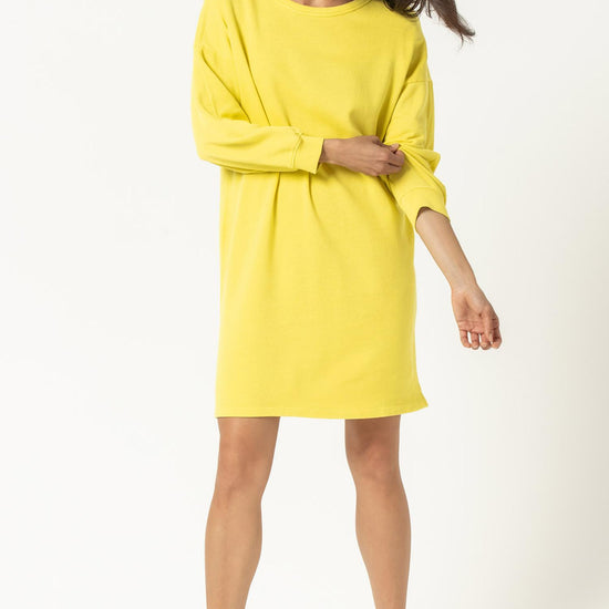 3/4 Sleeve Sweatshirt Dress Womens Dress Lemongrass A1