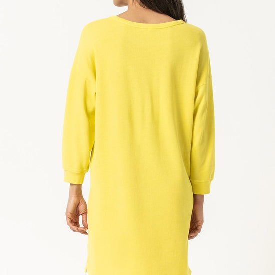 3/4 Sleeve Sweatshirt Dress Womens Dress Lemongrass A2