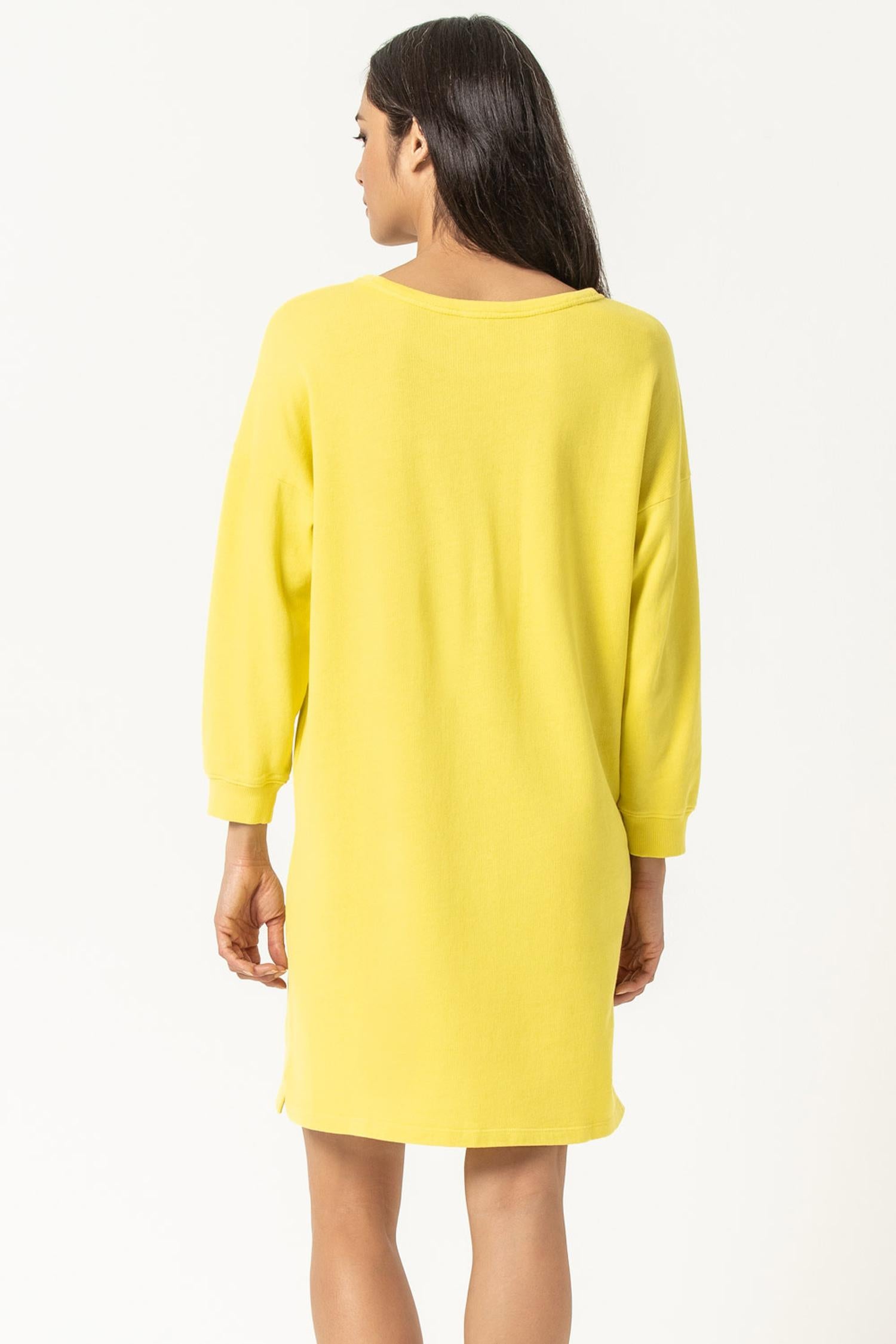 3/4 Sleeve Sweatshirt Dress Womens Dress Lemongrass A2