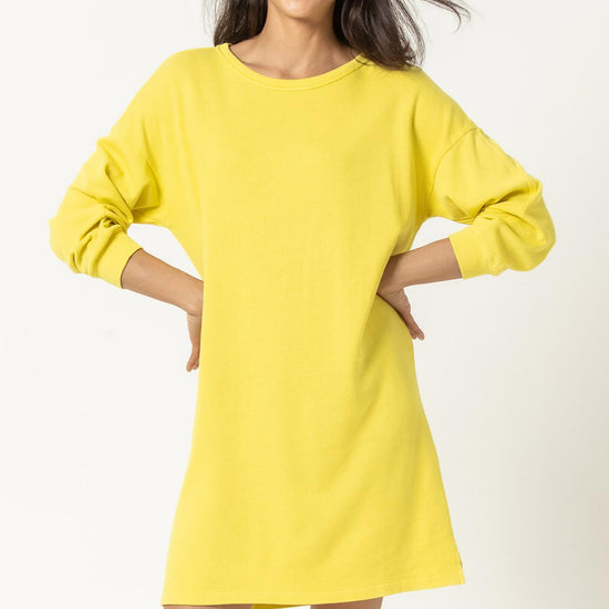 3/4 Sleeve Sweatshirt Dress Womens Dress Lemongrass A3