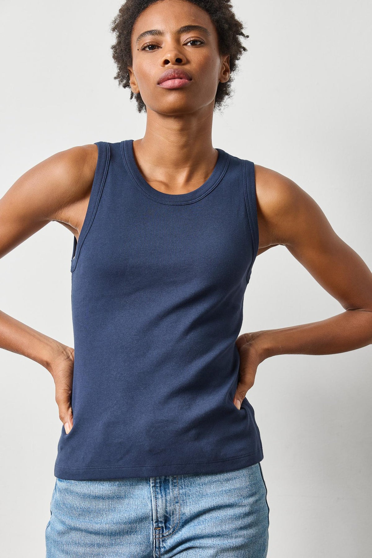 Jewel Tank Womens Top Dark Navy A3
