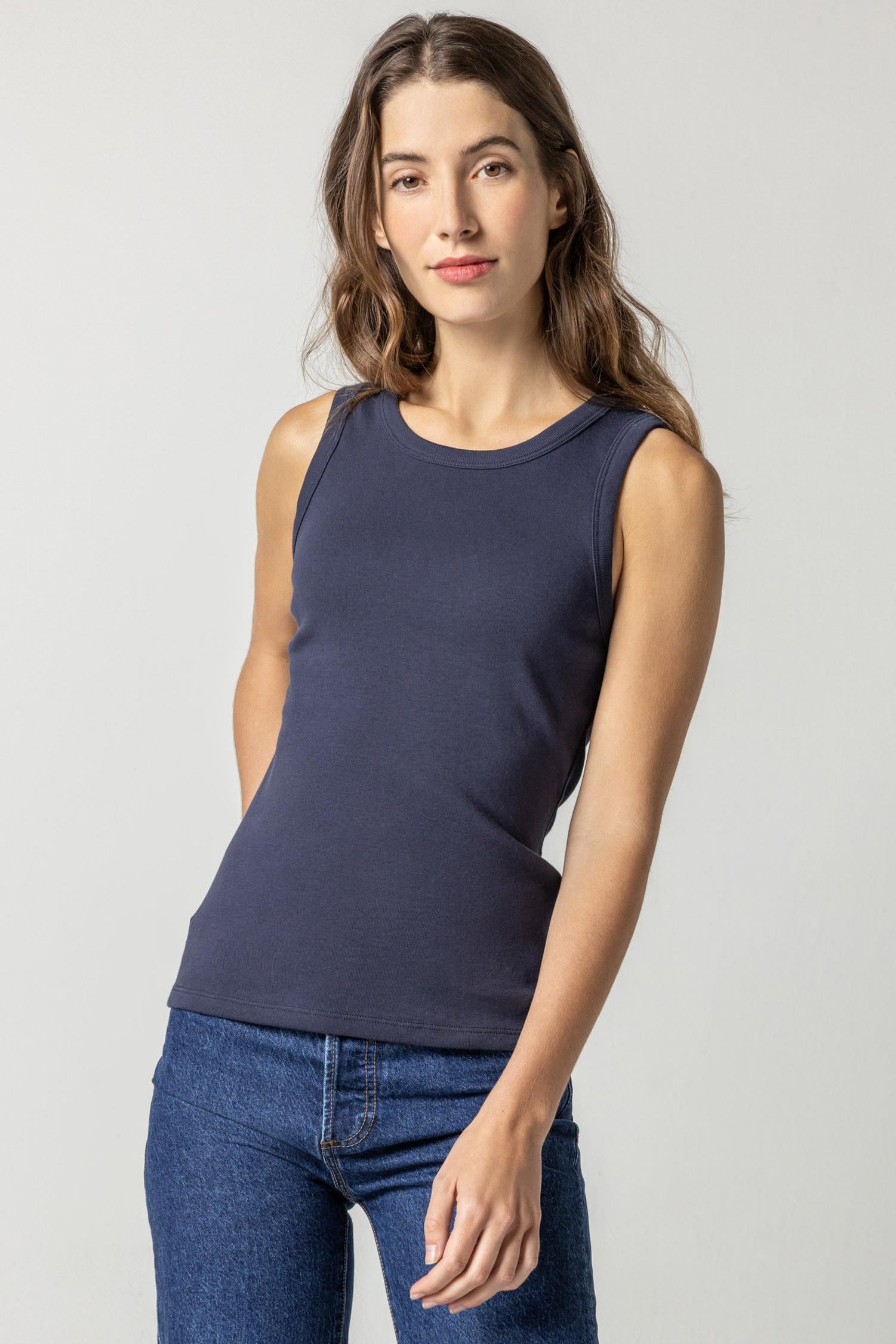 Jewel Tank Womens Top Dark Navy A4