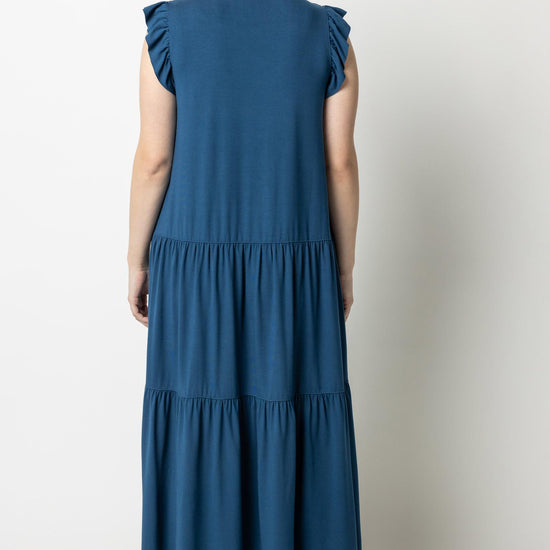 Ruffle Trim Peplum Maxi in color Lagoon Image A2