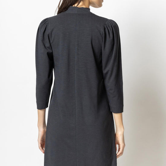 Full Sleeve Split Neck Dress Womens Dress Black A3