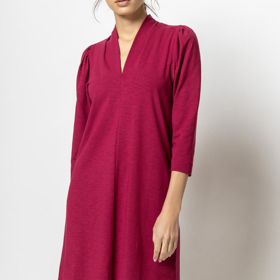 Full Sleeve Split Neck Dress Womens Dress Currant A1