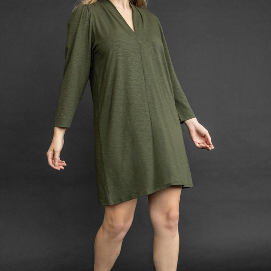 Full Sleeve Split Neck Dress Womens Dress Parsley C1