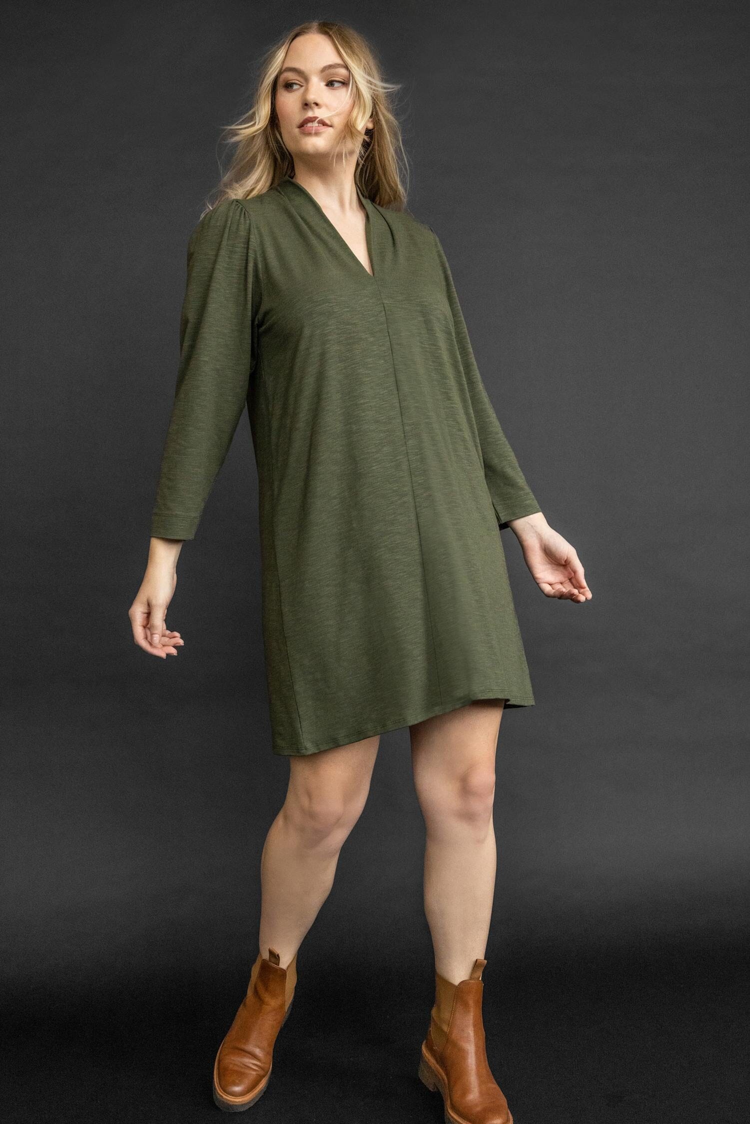 Full Sleeve Split Neck Dress Womens Dress Parsley C1