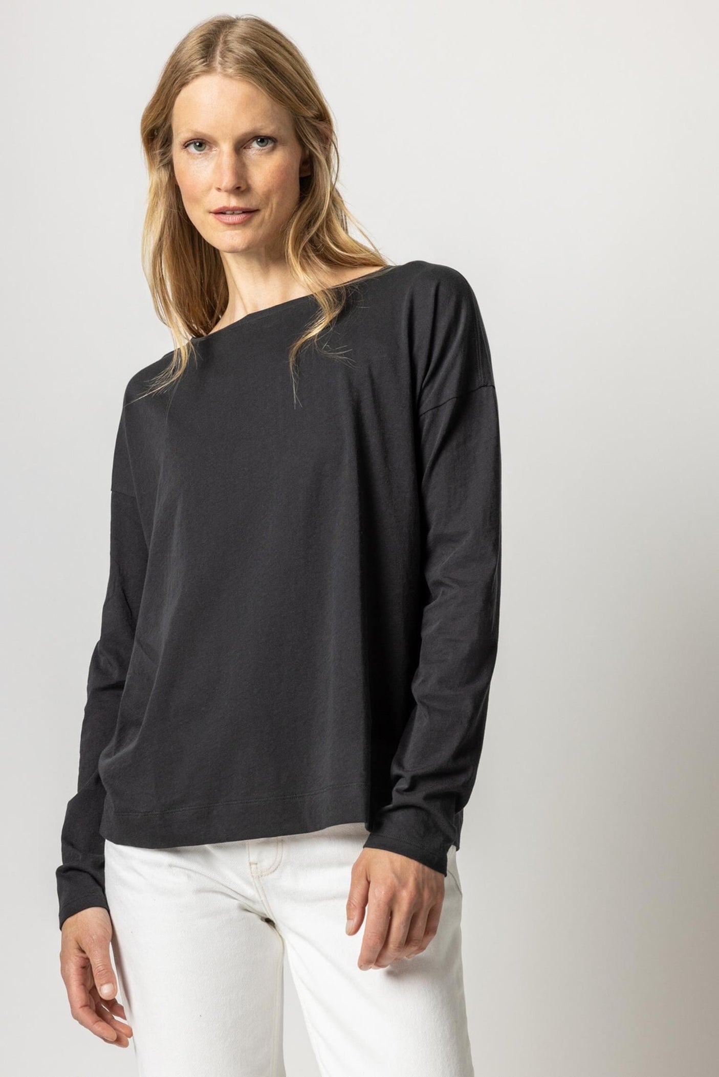 Long Sleeve Drop Shoulder Boatneck