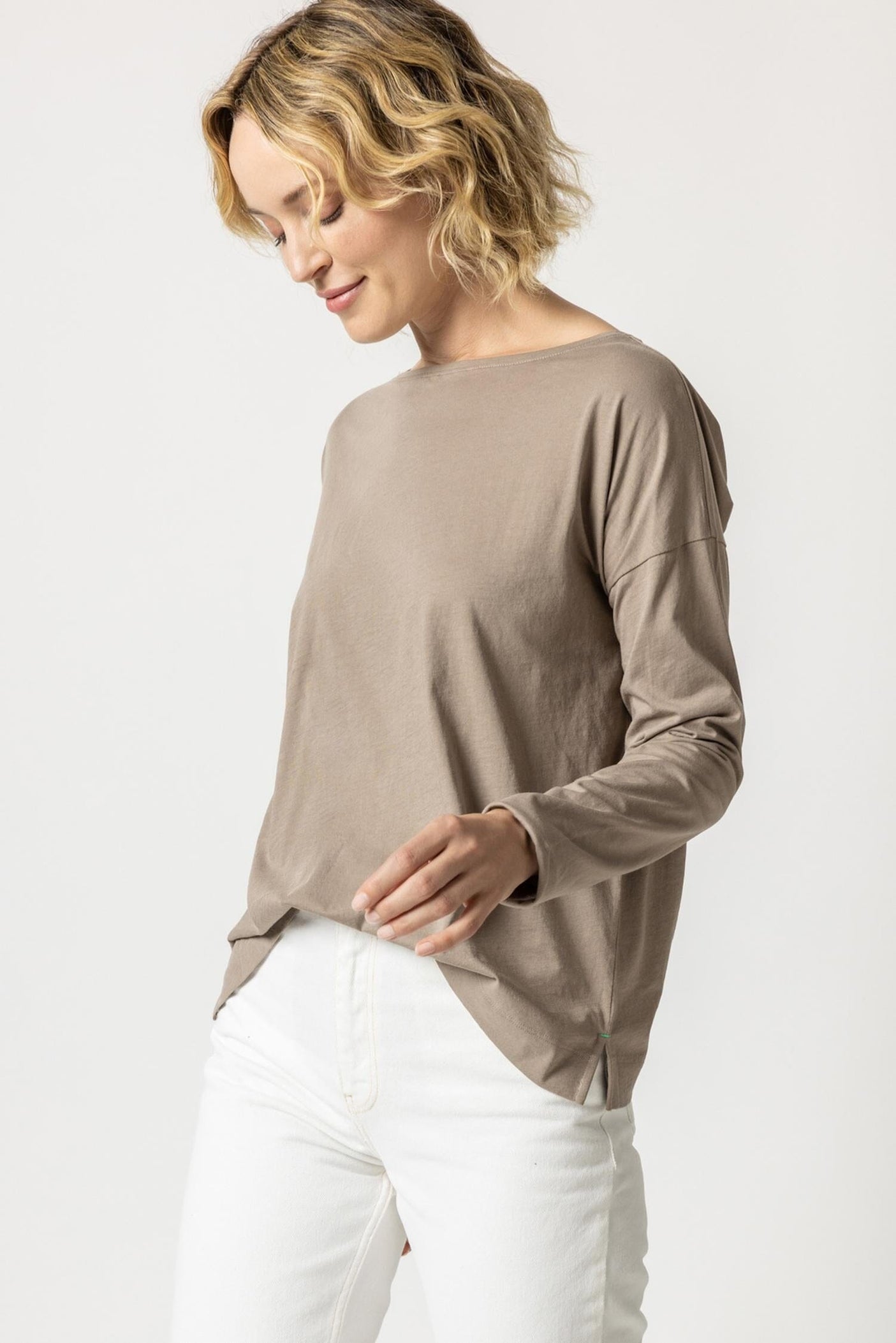 Long Sleeve Drop Shoulder Boatneck