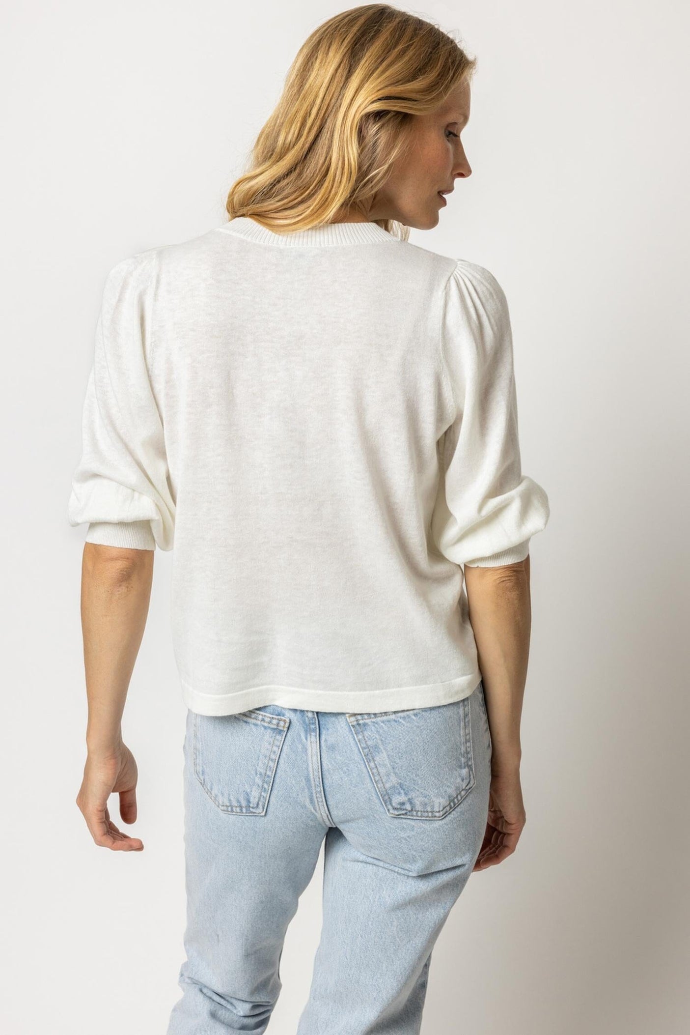 Puff Sleeve Crewneck Sweater