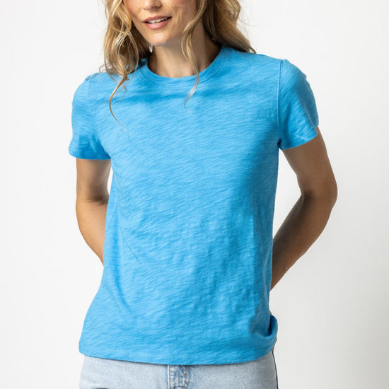 Short Sleeve Back Seam Crewneck Womens Top Dutch A1
