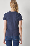 Short Sleeve Back Seam Crewneck Womens Top Navy A2