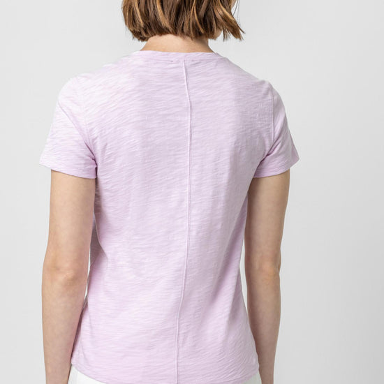 Short Sleeve Back Seam Crewneck Womens Top Orchid A3