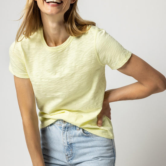 Short Sleeve Back Seam Crewneck Womens Top Pear A1