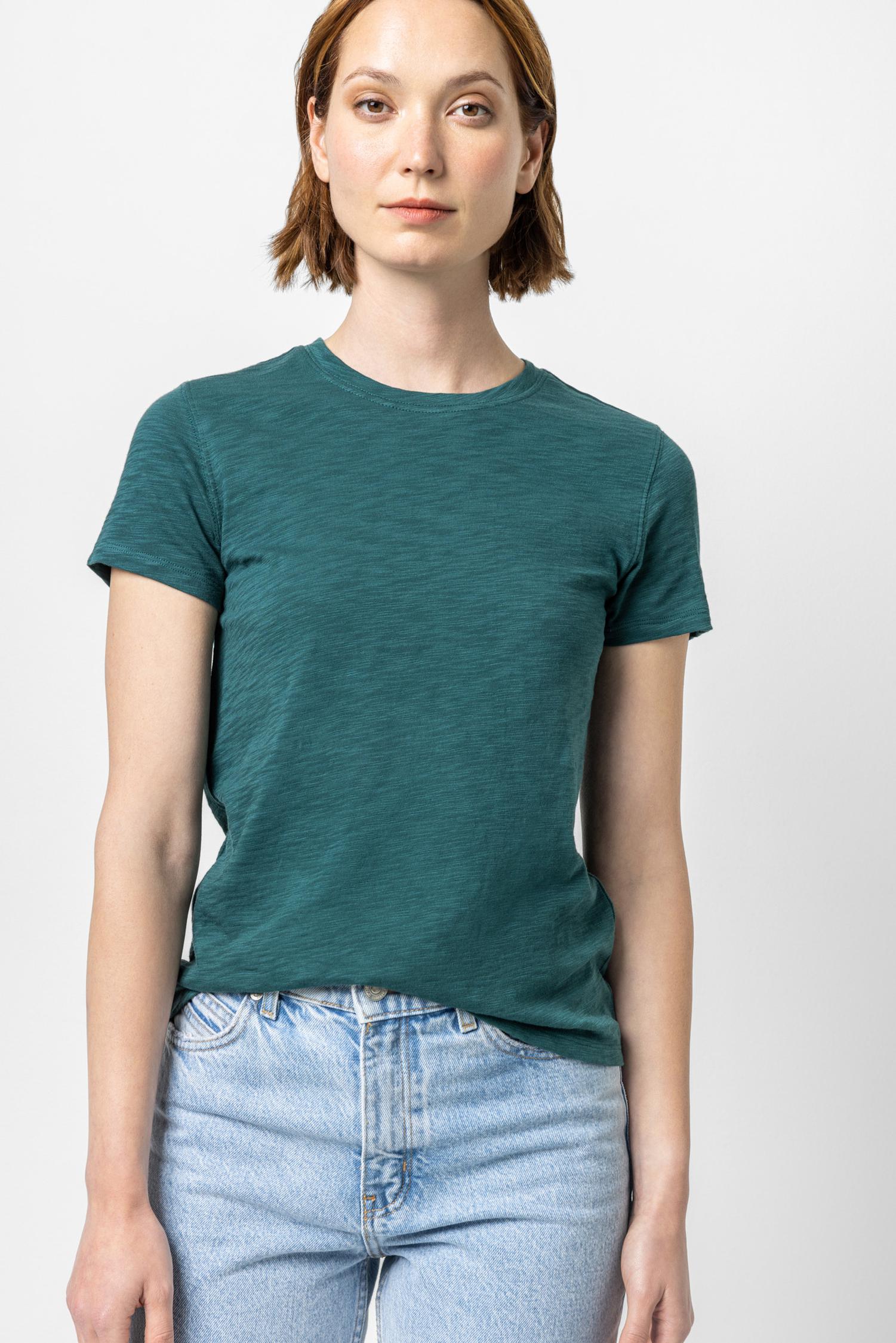 Short Sleeve Back Seam Crewneck Womens Top Sea Moss A1