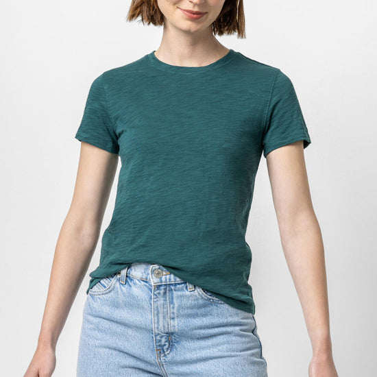 Short Sleeve Back Seam Crewneck Womens Top Sea Moss A2