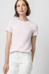 Short Sleeve Back Seam Crewneck Womens Top Soft Orchid A1