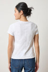 Short Sleeve Back Seam Crewneck Womens Top White A2