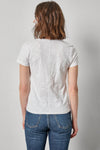 V-Neck Short Sleeve Back Seam Tee Womens Top White A2