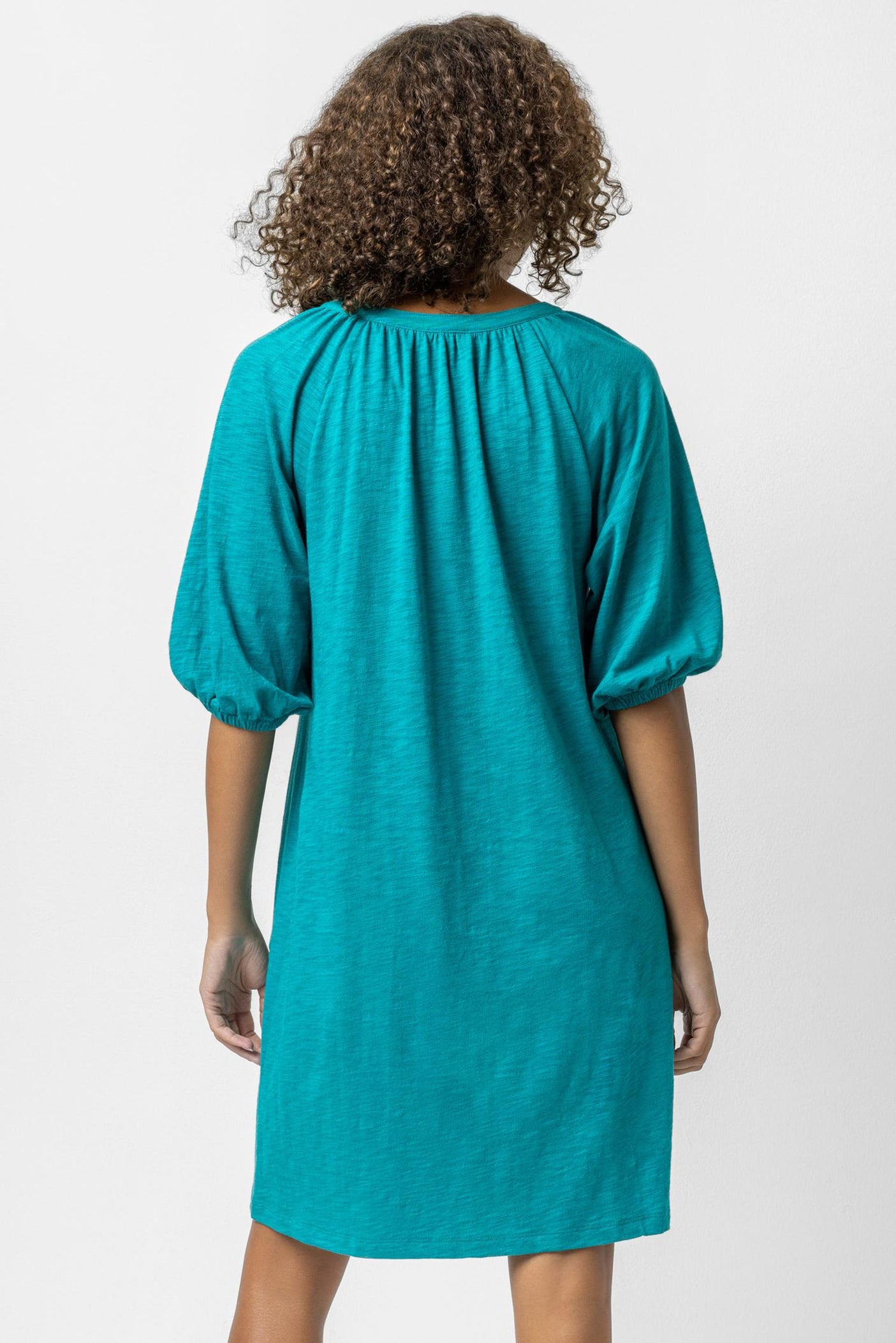 Neck Split Dress Sleeve 3/4