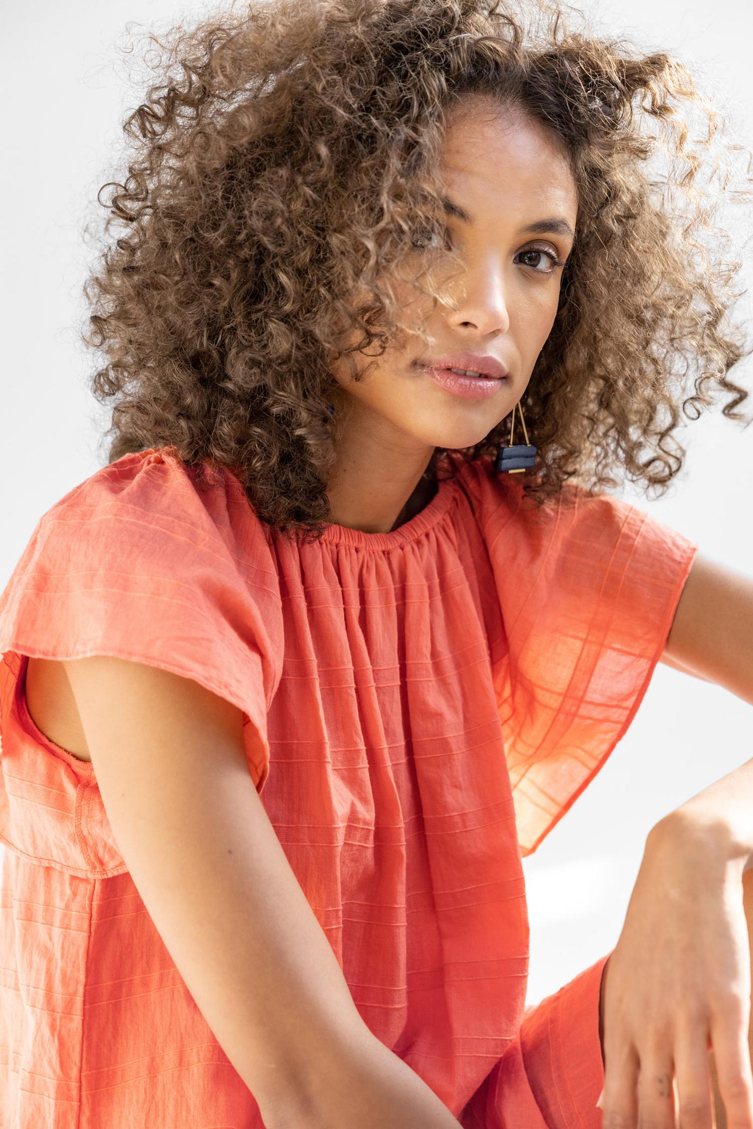 Flutter Sleeve Raglan Dress in color Guava Image C3