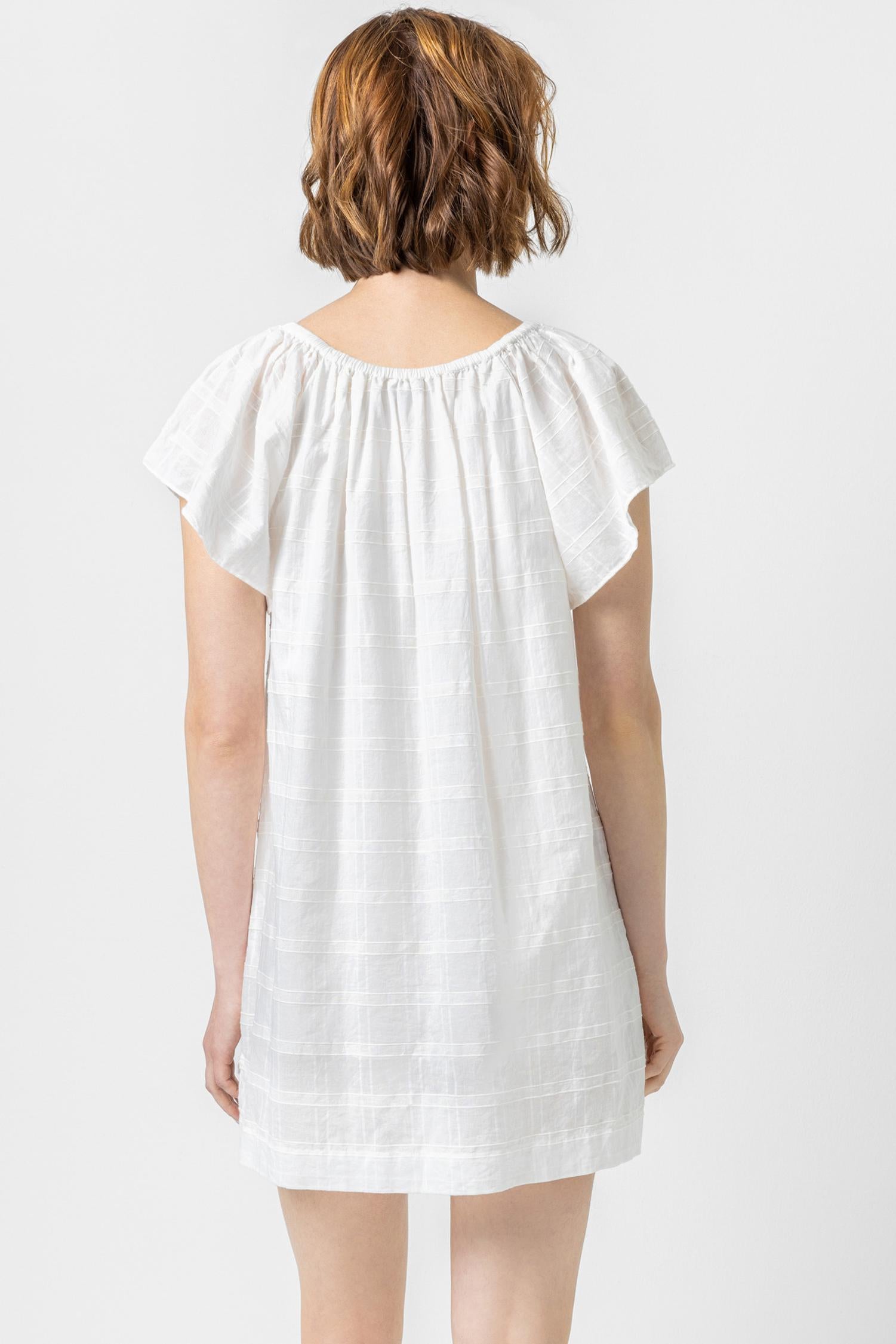 Flutter Sleeve Raglan Dress in color White Image A2