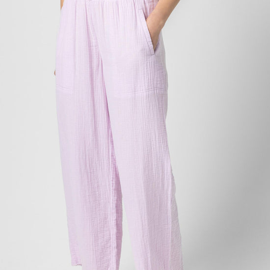 Smocked Waist Full Leg Pant Womens Pant Orchid A1