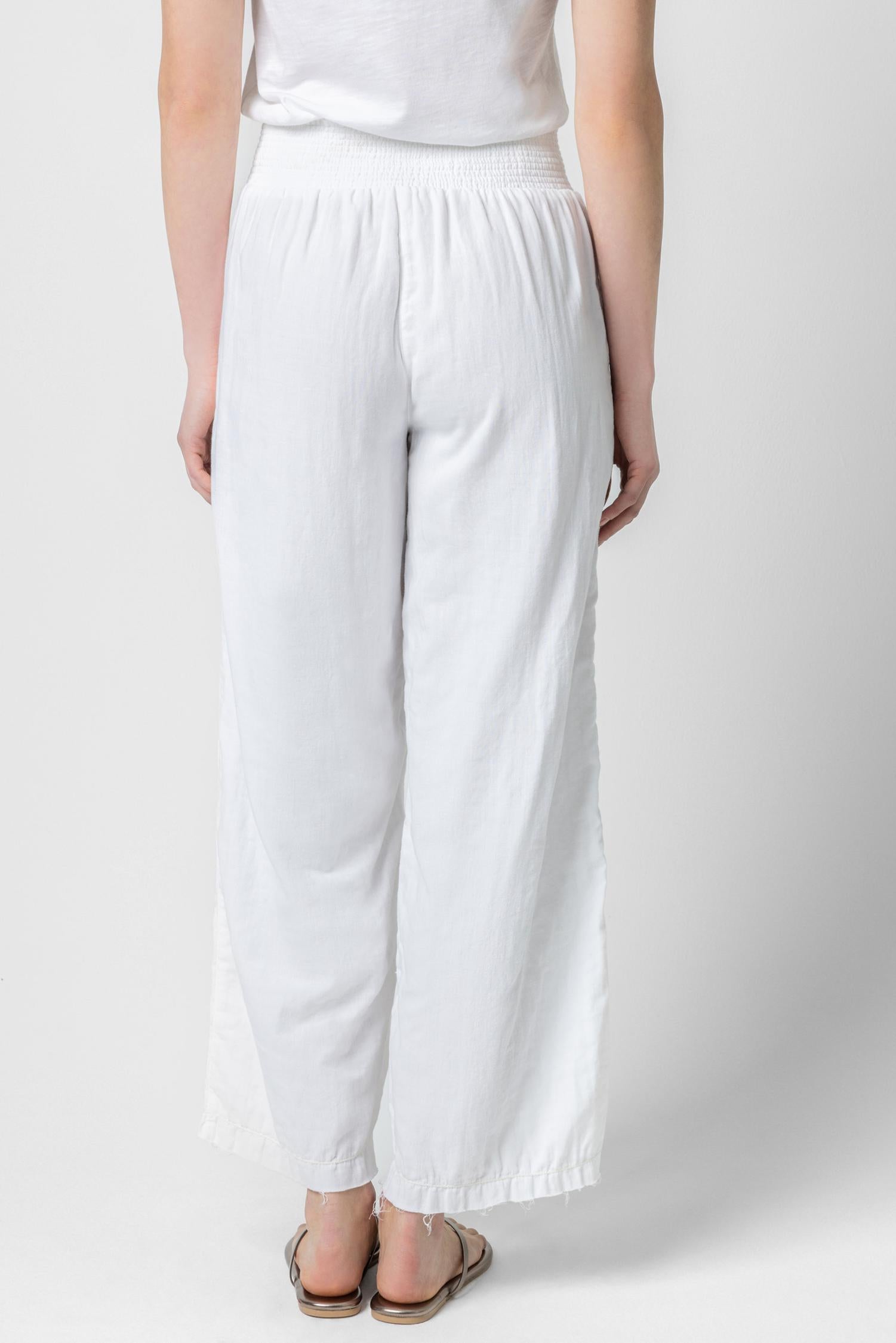 Smocked Waist Full Leg Pant Womens Pant White A2