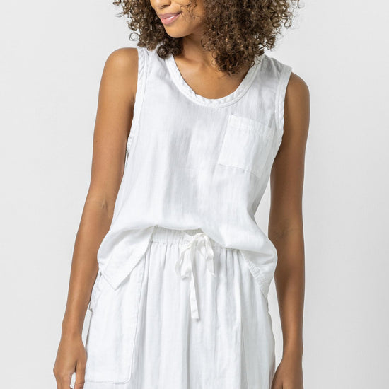 Sleeveless Top with Slits Womens Top White A1