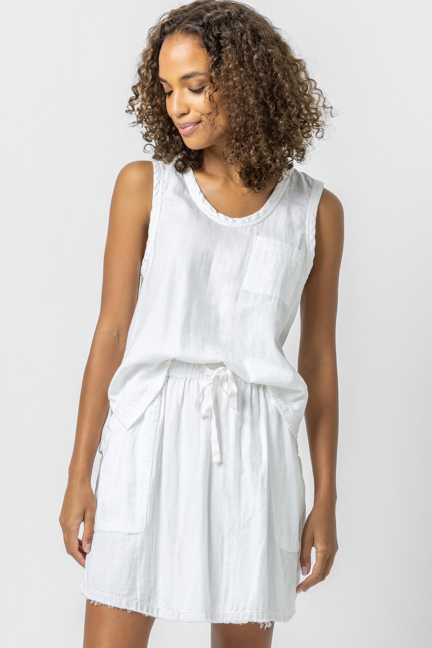 Sleeveless Top with Slits Womens Top White A1