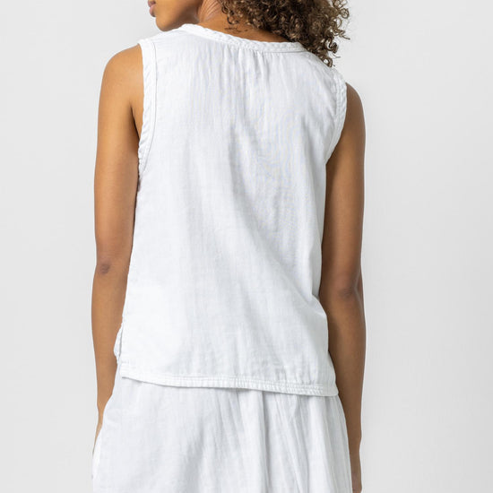 Sleeveless Top with Slits Womens Top White A2