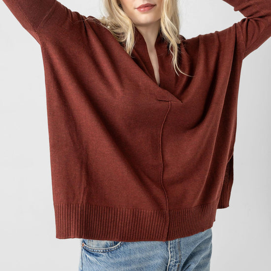 Oversized Shawl Collar Sweater Womens Sweater Mahogany A5