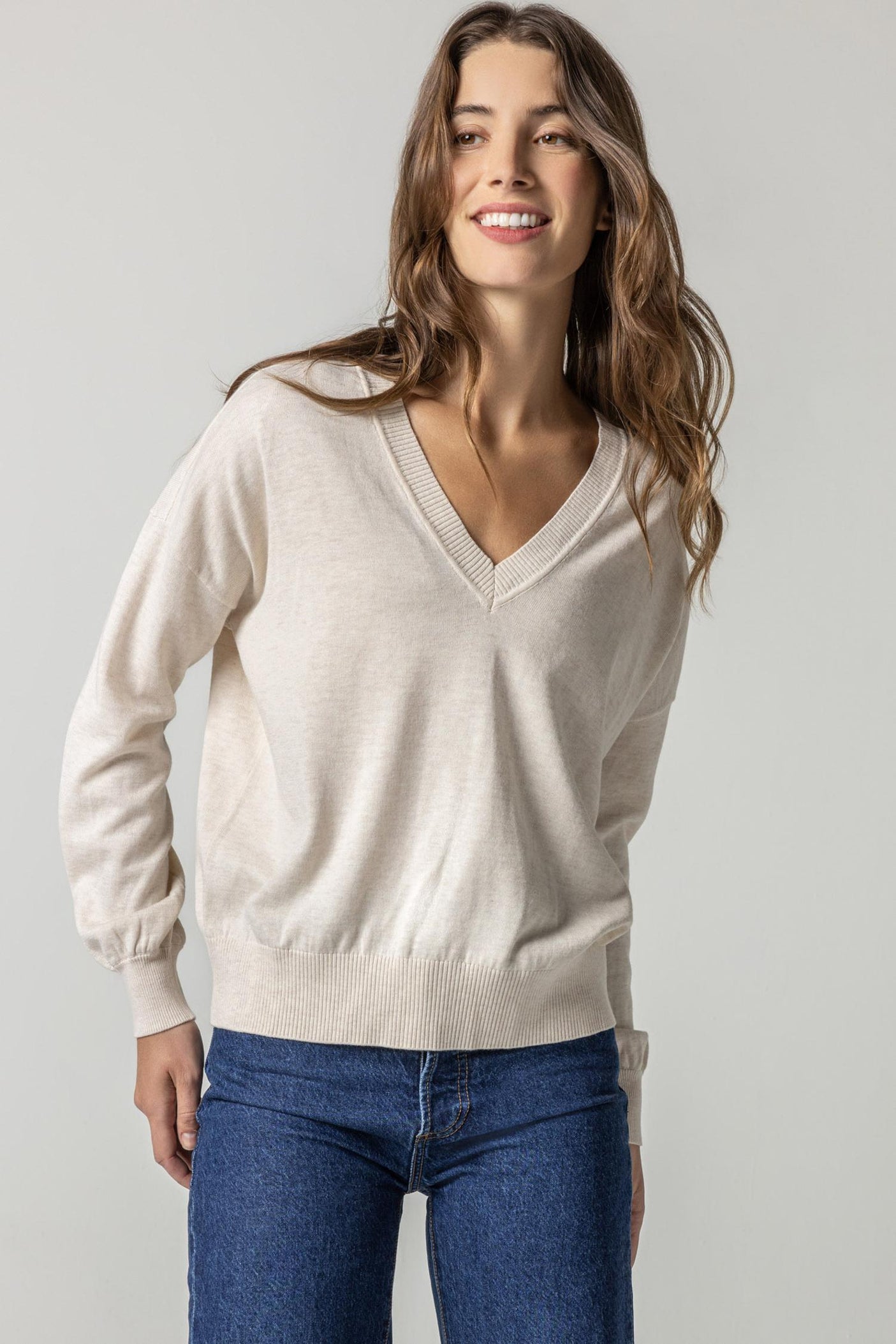 Easy Double V-Neck Sweater