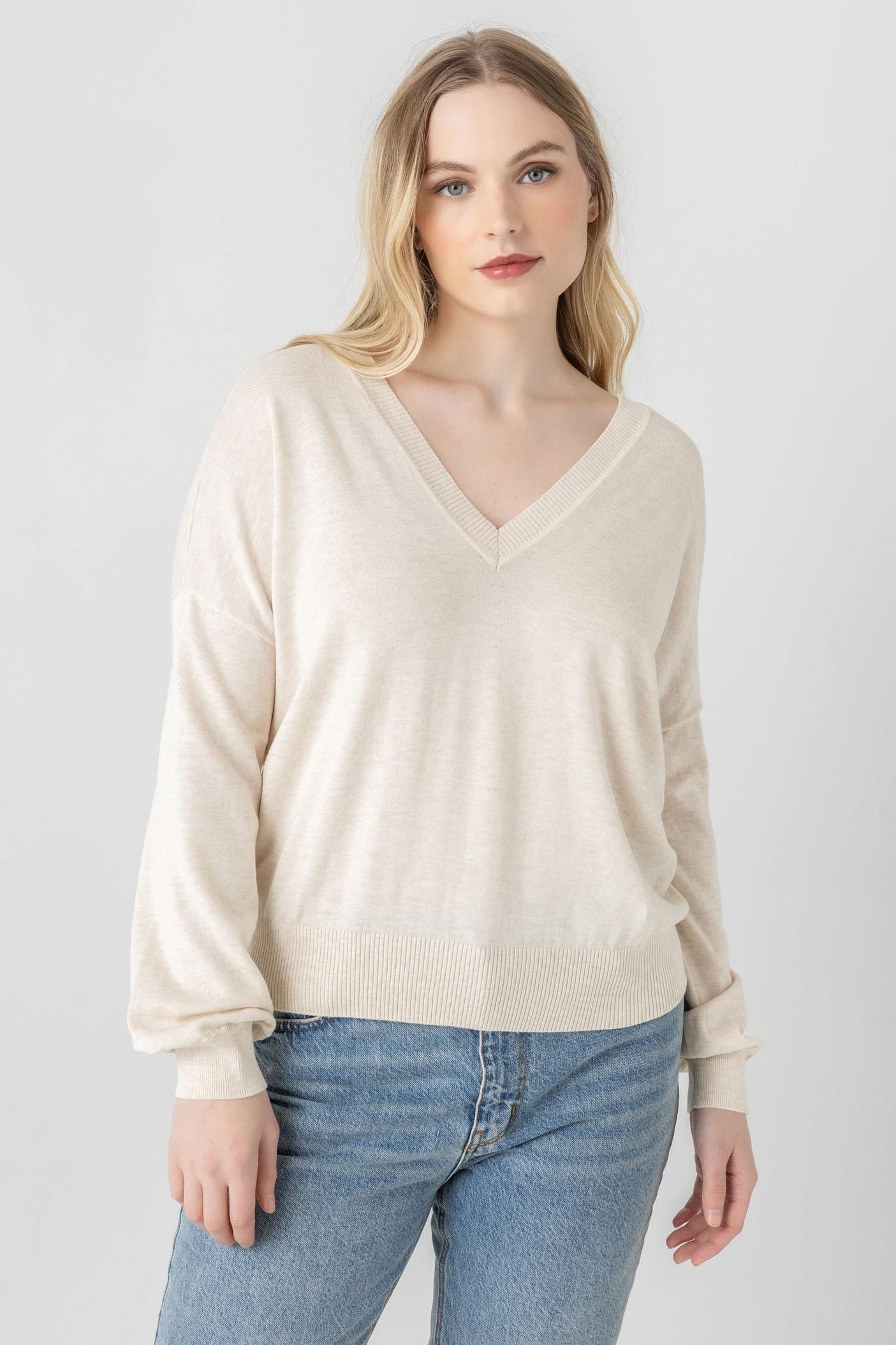 Easy Double V-Neck Sweater